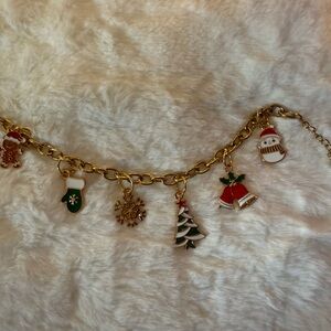 Gold Charm Bracelet with Gingerbread Man Holiday Charms